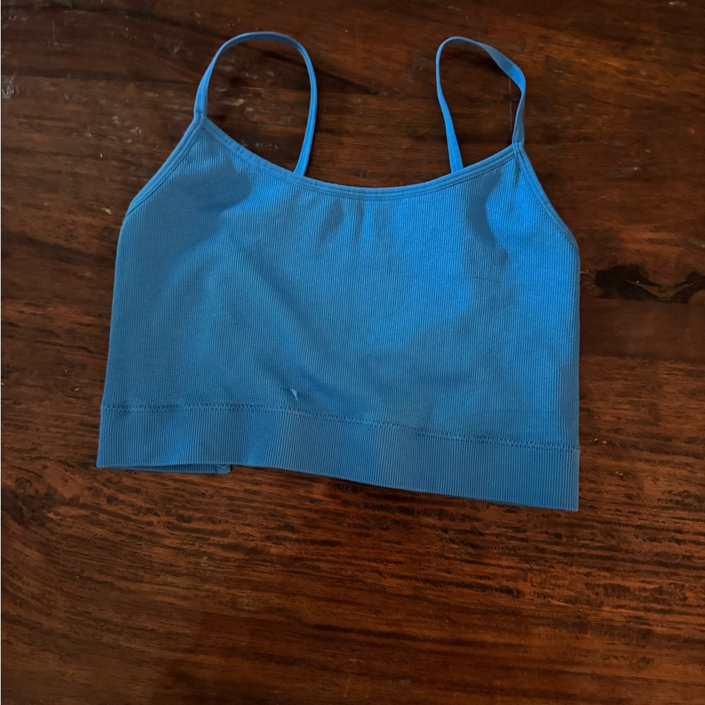 Garage Blue Ribbed Crop Top